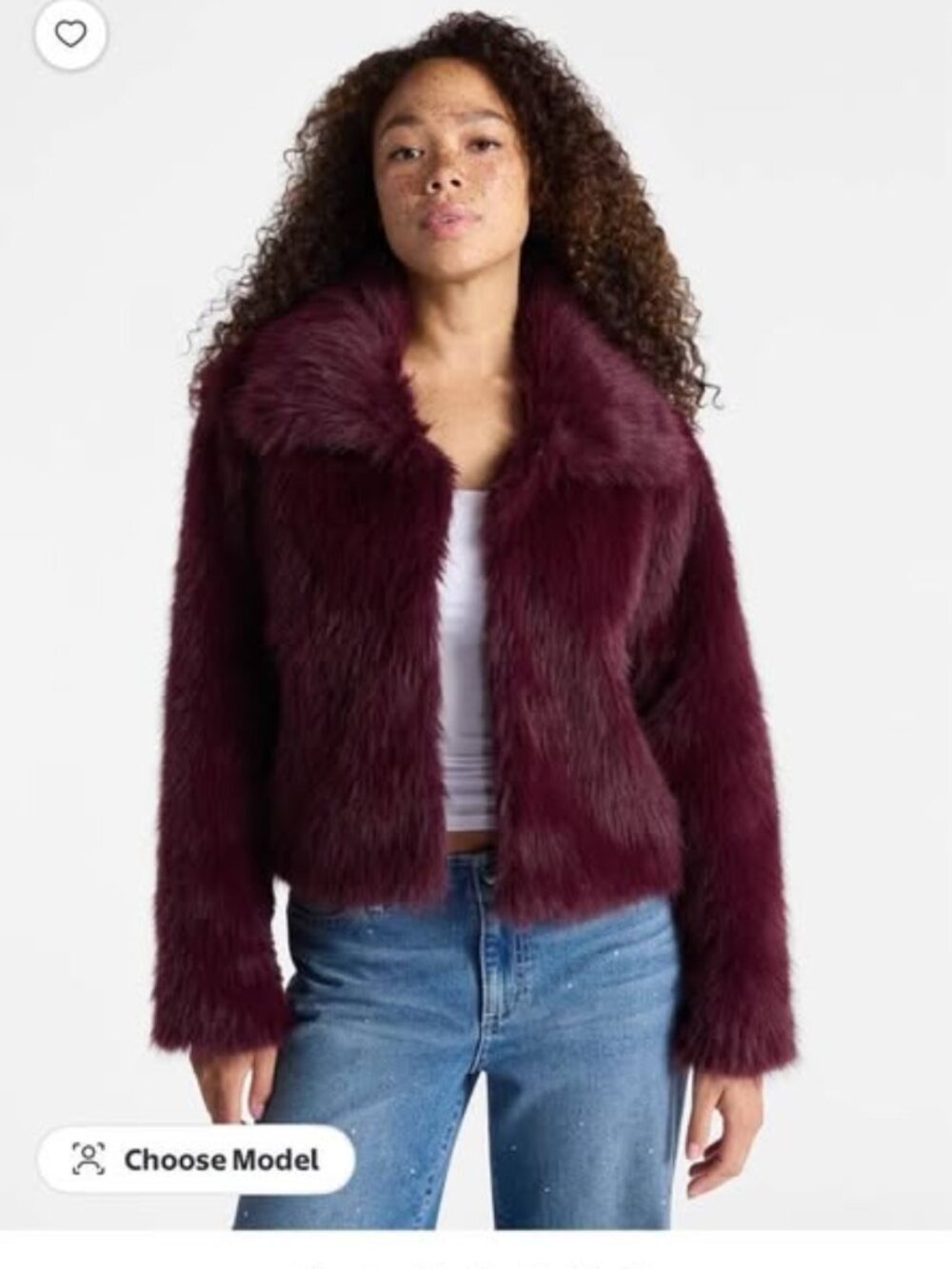 Burgundy Faux Fur Crop Jacket